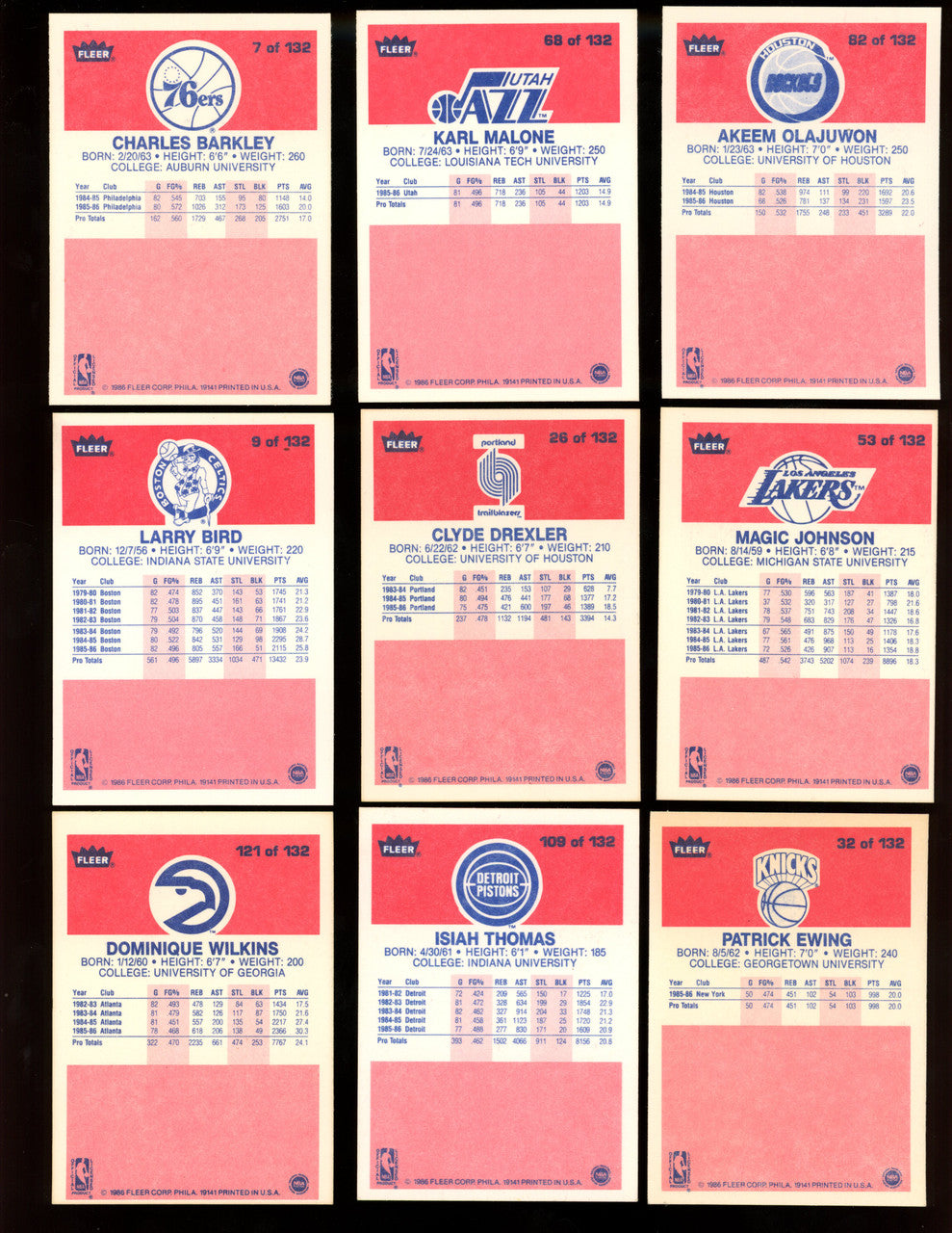1986/87 Fleer Basketball Complete Set (Missing Jordan) 131/132 EX/MT-NM/MT