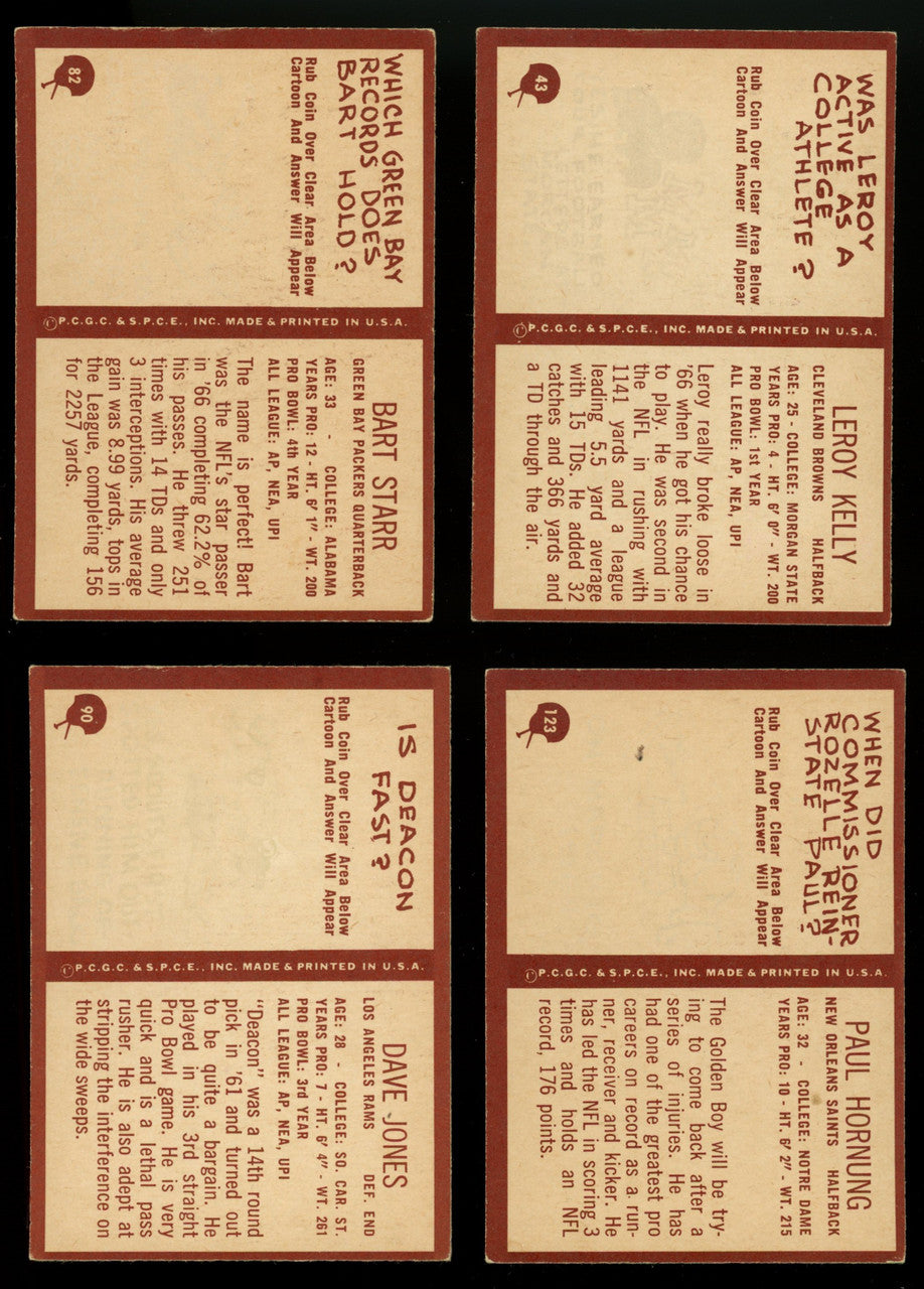 1967 Philadelphia Football Lot of 72 Different w/ Stars EX Overall