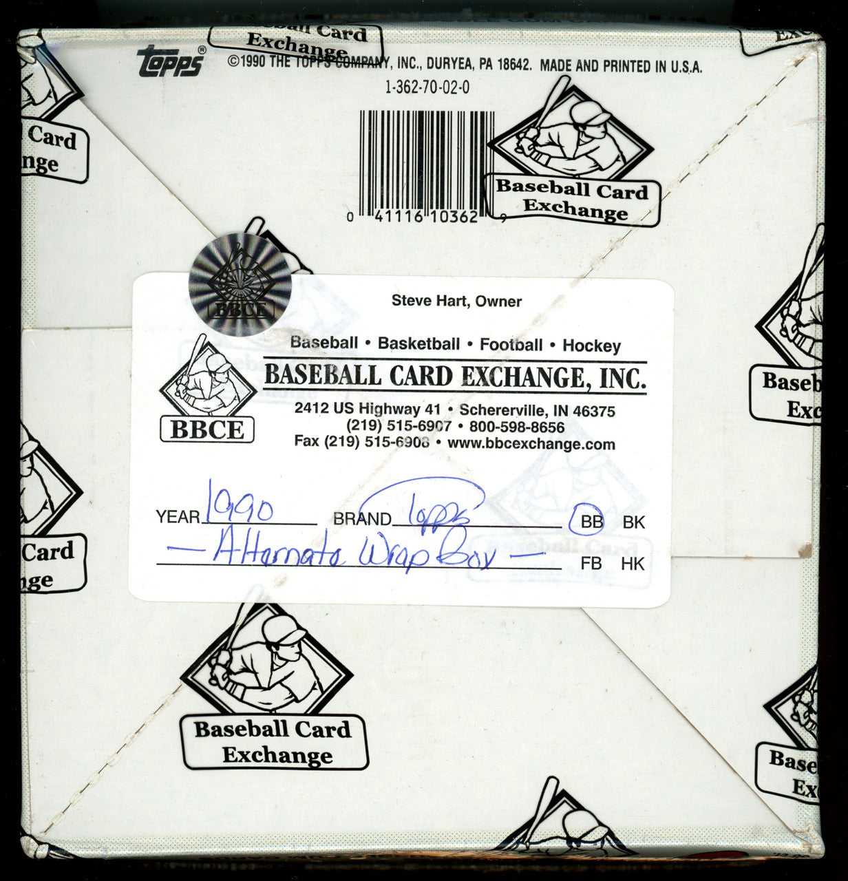 1990 Topps Baseball Alternate Wrap Box BBCE Wrapped and Sealed