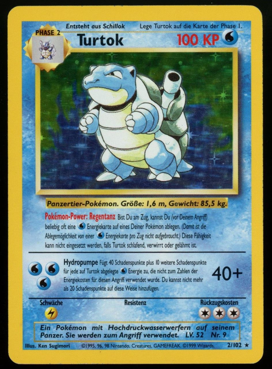 Pokemon Blastoise/Turtok Base Set German Holo #2/102 MP