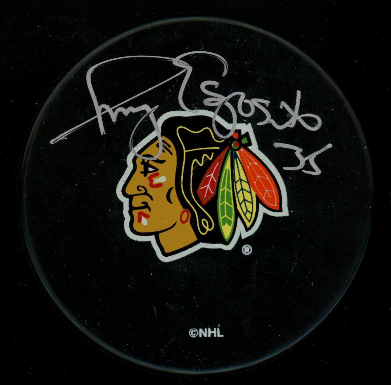 Tony Esposito Signed Autographed Blackhawks Puck FOD
