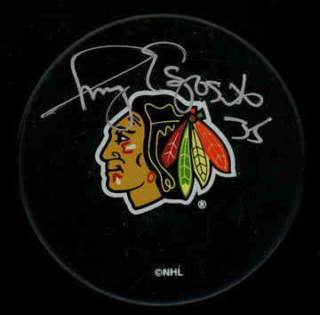 Tony Esposito Signed Autographed Blackhawks Puck FOD