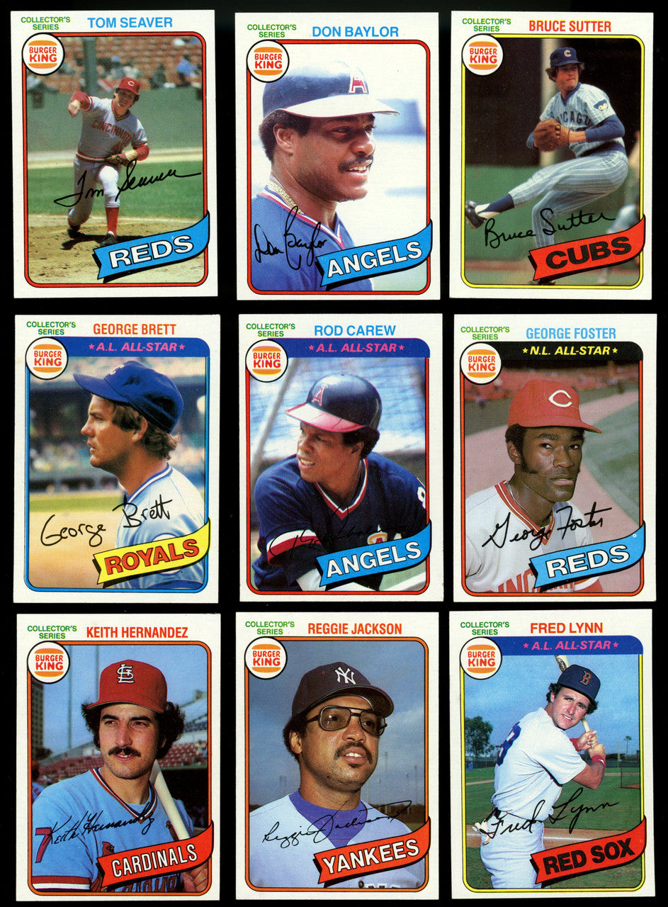 1980 Topps Burger King Baseball Complete Set (33) W/ Checklist NM