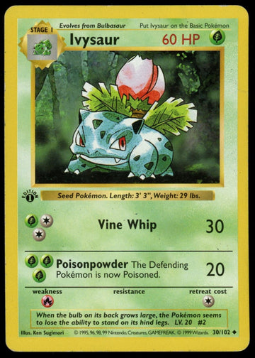 Pokemon Ivysaur 1st Edition Base Set Shadowless #30/102