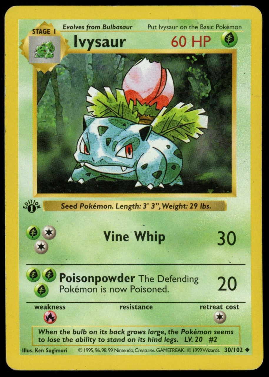Pokemon Ivysaur 1st Edition Base Set Shadowless #30/102