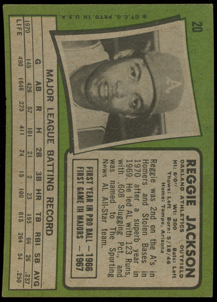 1971 Topps Reggie Jackson #20 EX