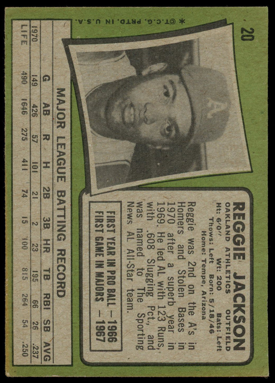 1971 Topps Reggie Jackson #20 VG-EX