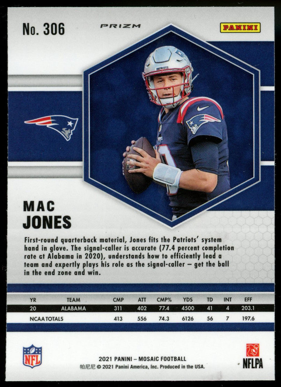 2021 Panini Mosaic Mac Jones Orange Reactive Prizm RC #306