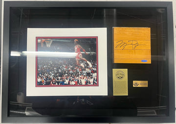 Michael Jordan Signed Autographed Floor Piece w/ Photo UDA Framed /1000