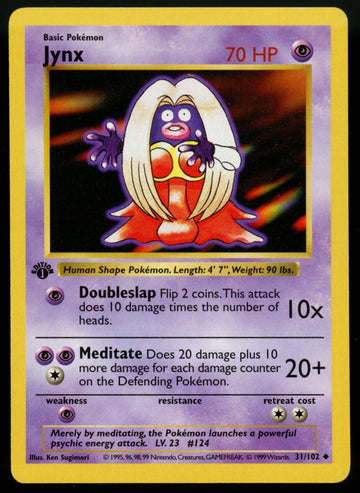 Pokemon Jynx 1st Edition Base Set Shadowless #31/102