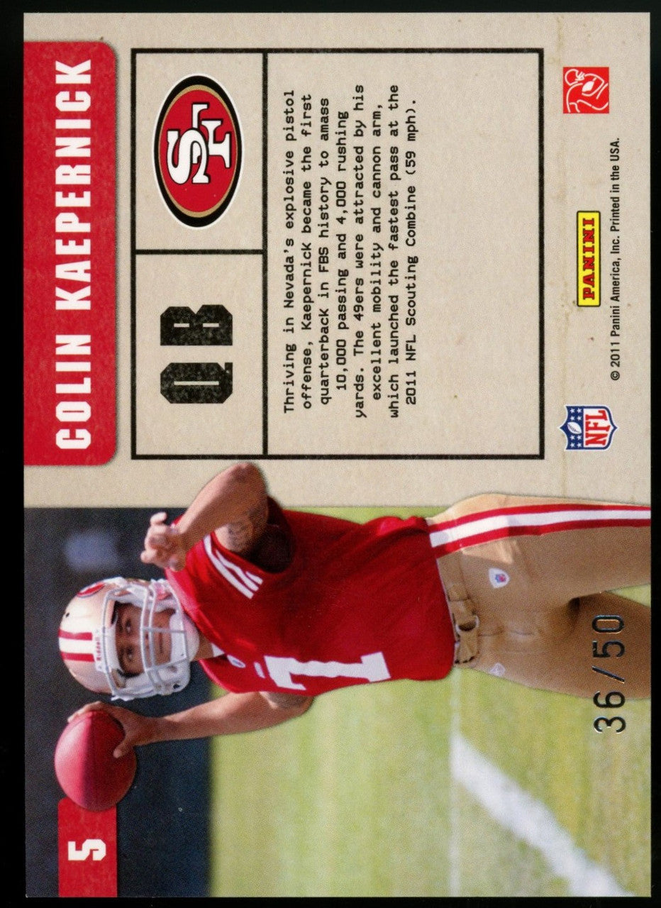 2011 Absolute Memorabilia Colin Kaepernick War Room RC /50 #5