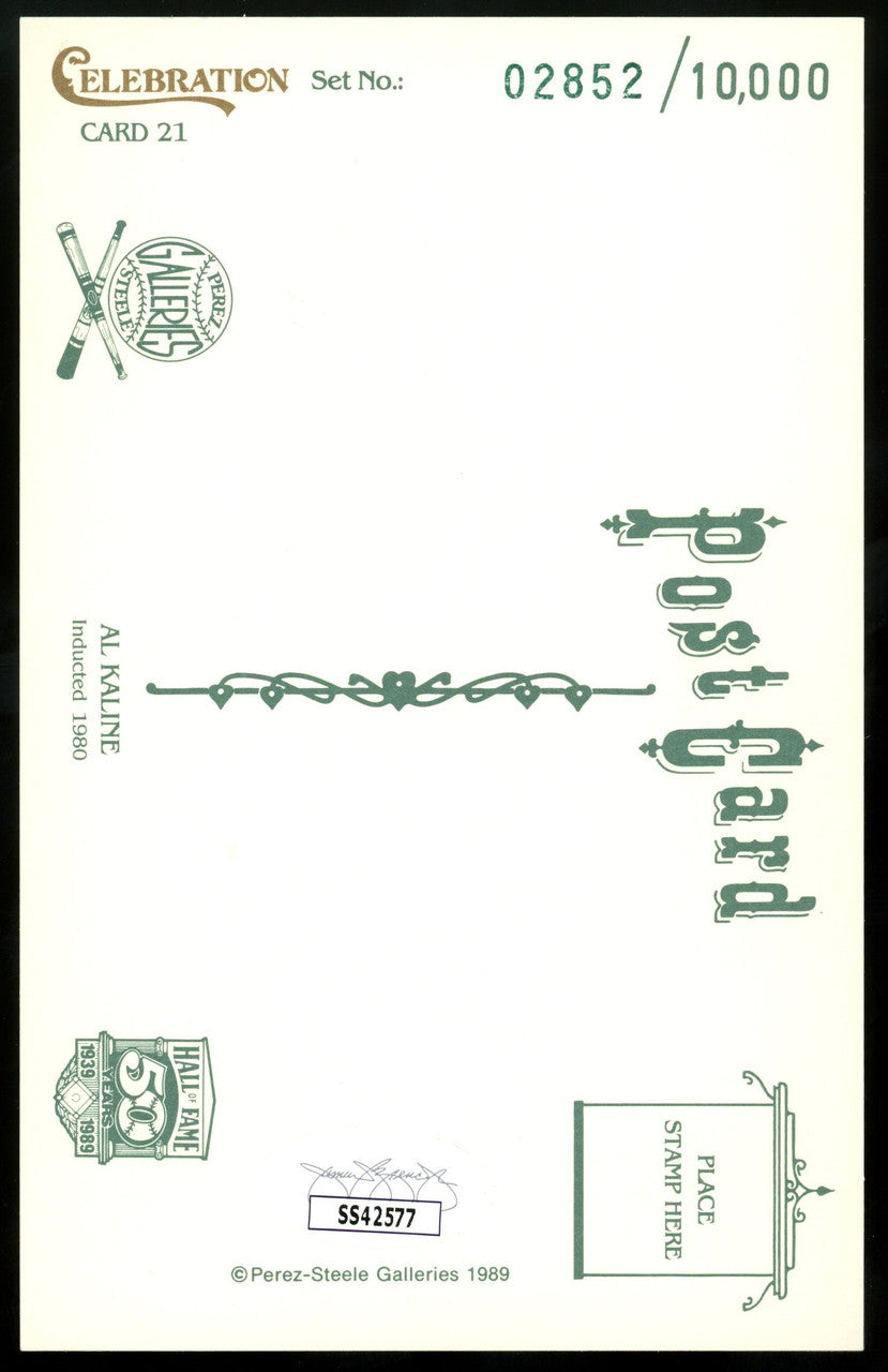 1989 Perez-Steele Celebration Postcard Al Kaline Auto JSA