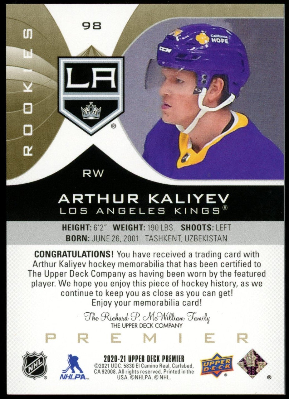2020/21 UD Premier Arthur Kaliyev Patch/49