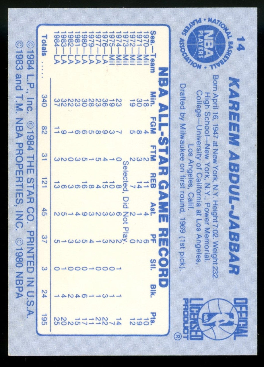 1984 Star Co. Kareem Abdul-Jabbar AS #14