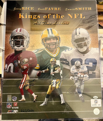 Rice/Favre/Smith Signed Autographed Kings of the NFL 16x20 Photo /250 4 COAs