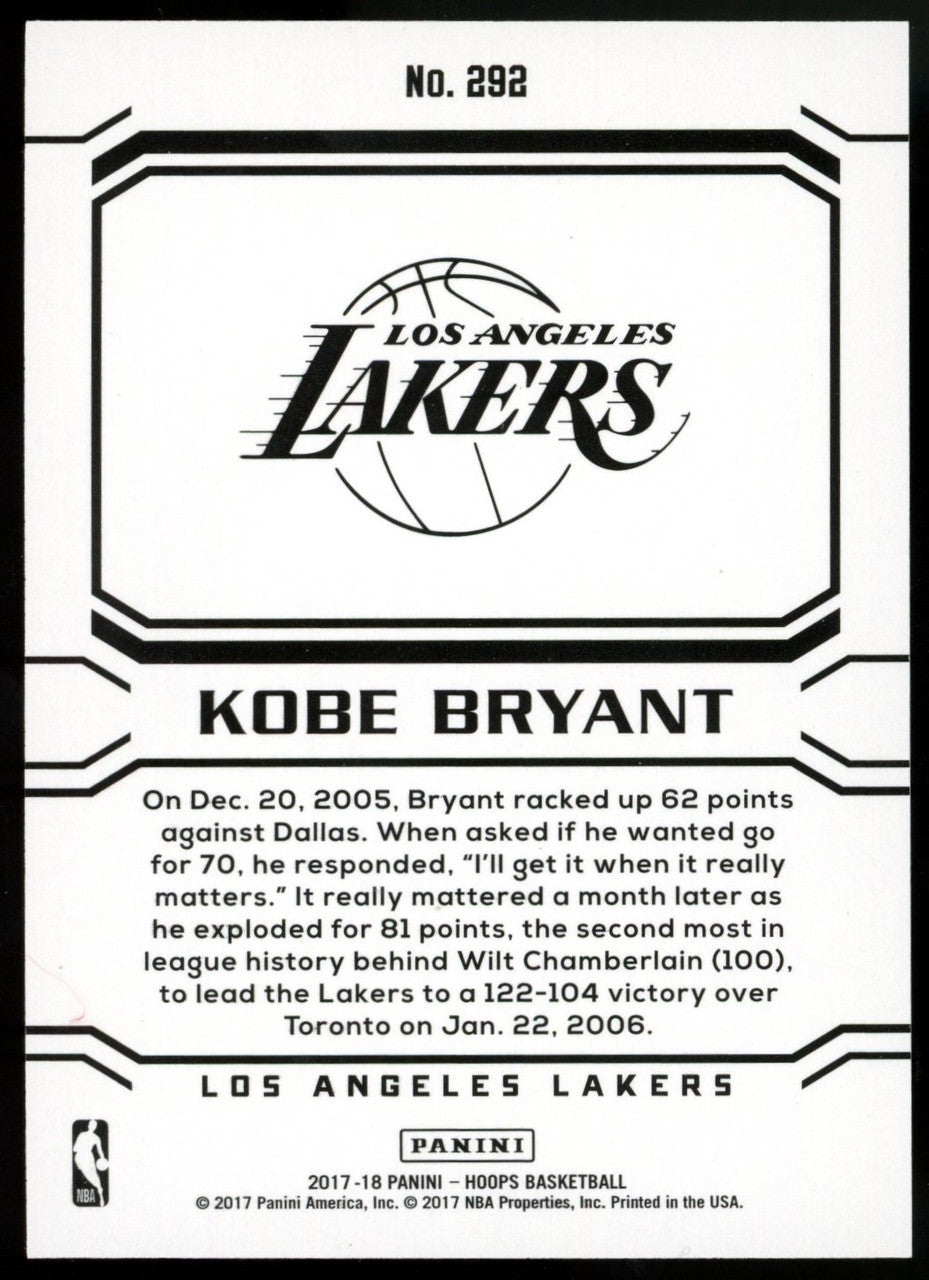 2017-18 Panini Hoops Kobe Bryant Career Tribute /25 #292