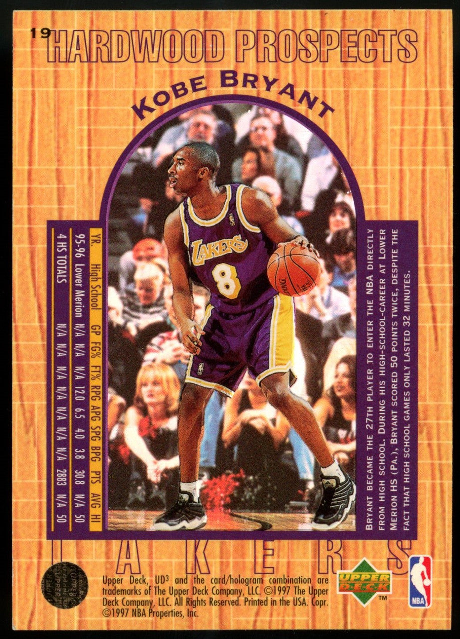 1996-97 Upper Deck UD3 Hardwood Prospects Kobe Bryant RC #19