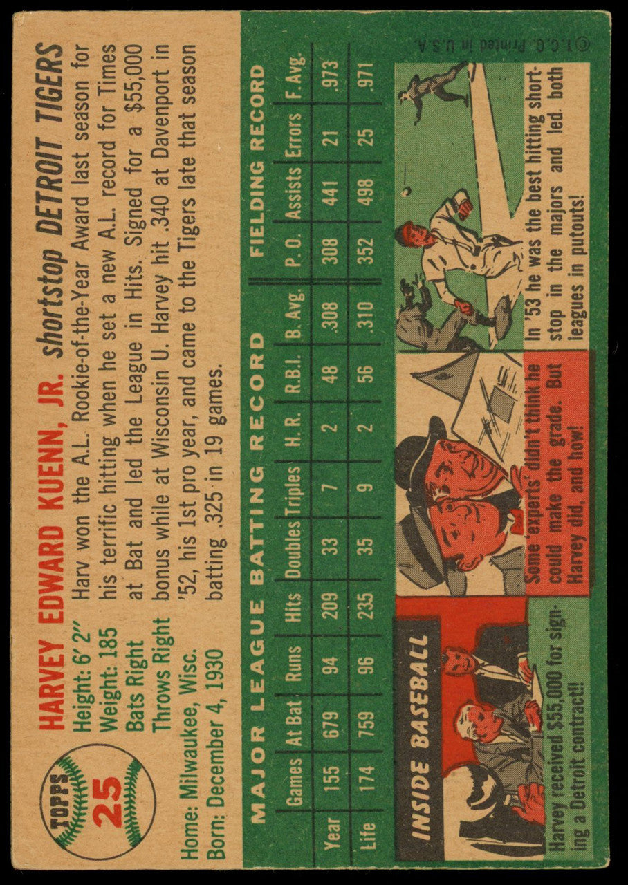 1954 Topps Harvey Kuenn RC #25 EX