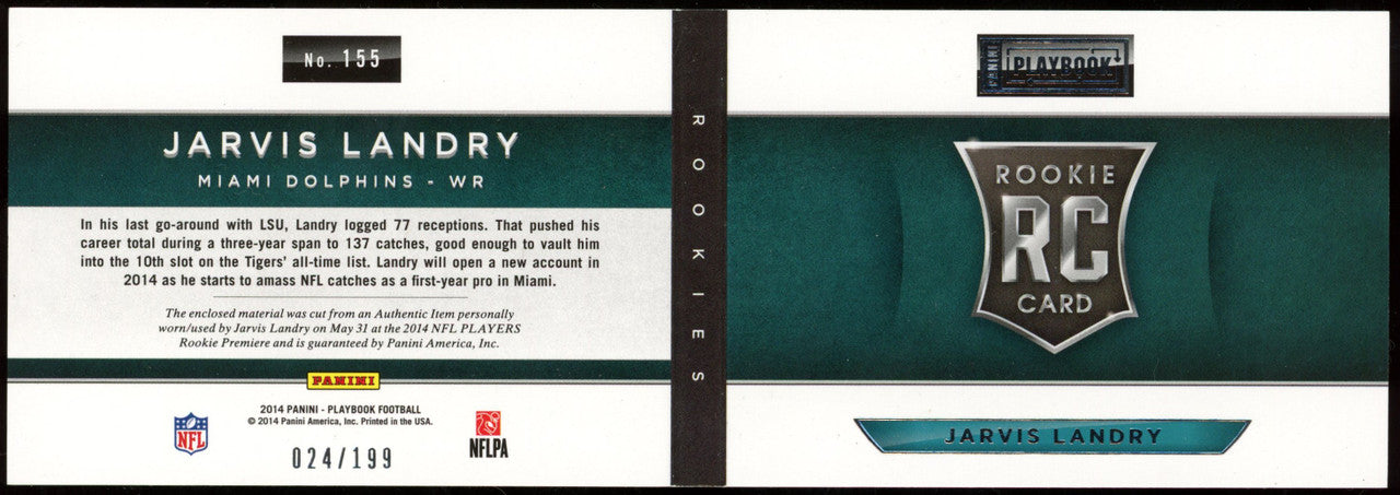 2014 Playbook Jarvis Landry RC Jersey Booklet /199 #155
