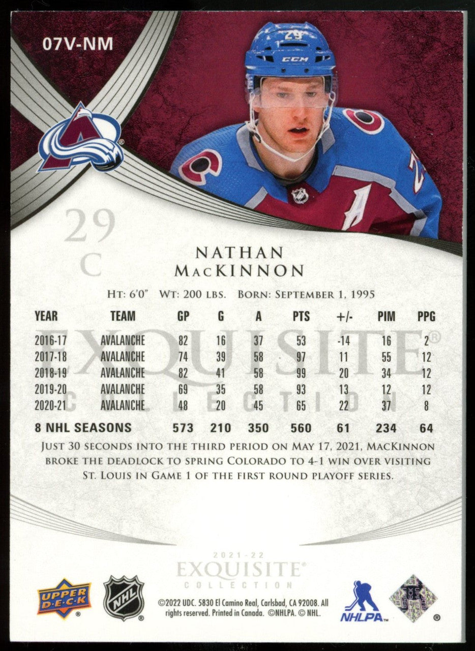 2021/22 Exquisite Collection Nathan MacKinnon /99 #07V-NM
