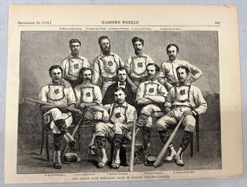 September 12 1874 Harper's Weekly Woodcut The Maple Leaf Baseball Club