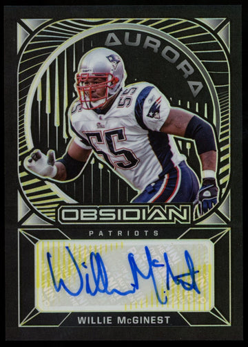 2021 Obsidian Aurora Willie McGinest Electric Etch Yellow Auto /25 #AA-WM