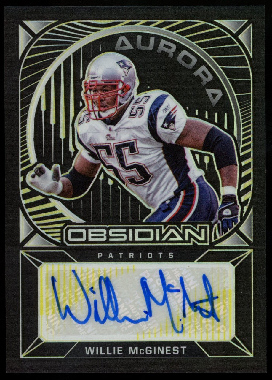2021 Obsidian Aurora Willie McGinest Electric Etch Yellow Auto /25 #AA-WM