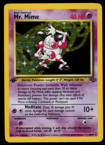 Pokemon Mr. Mime 1st Ed Jungle Holo #6/64