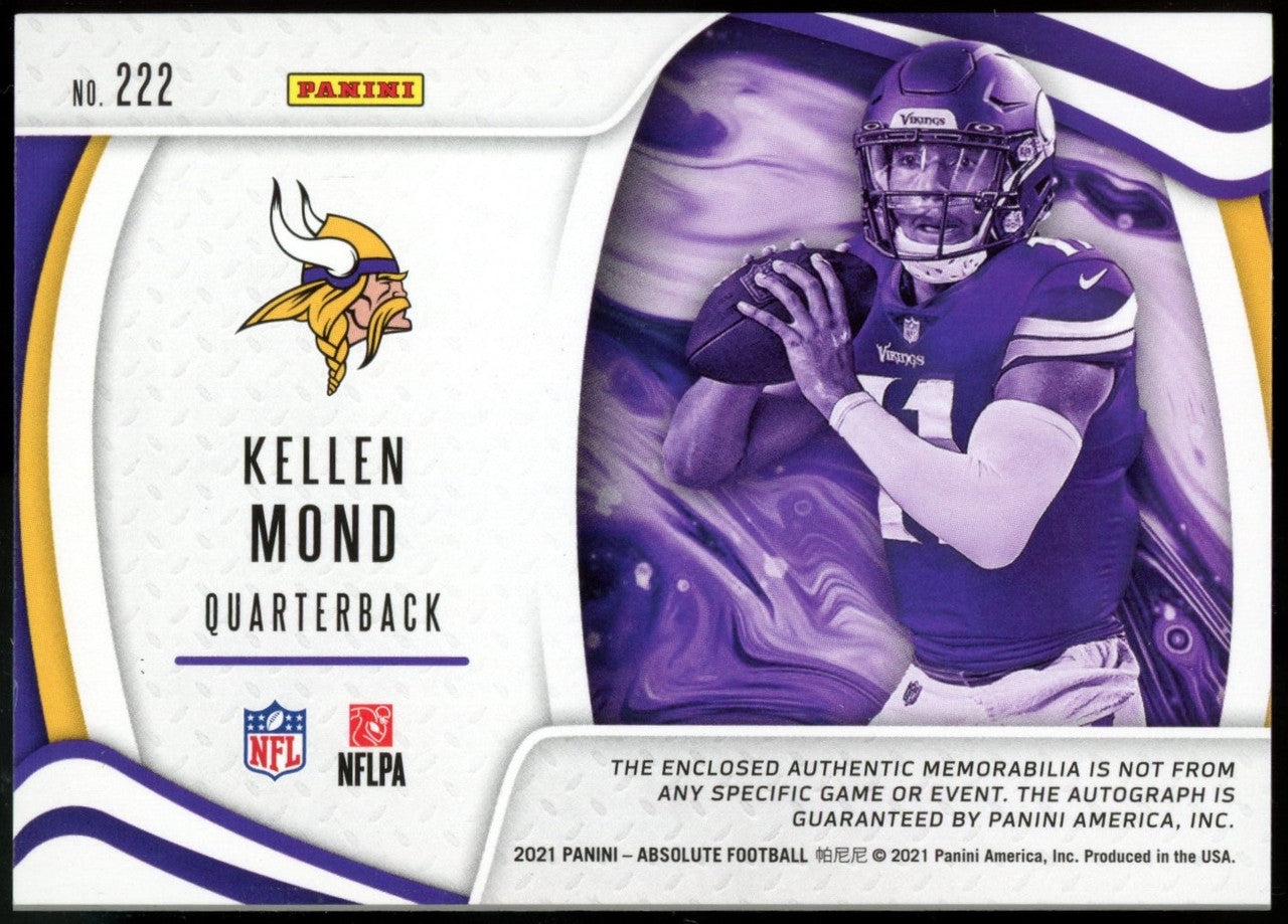 2021 Absolute Rookie Premiere Kellen Mond Patch Auto RC /10 #222
