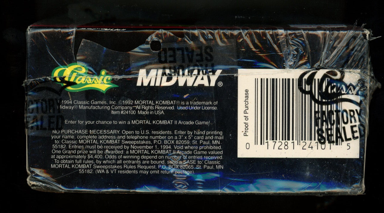 1994 Classic Mortal Kombat Trading Cards Factory Sealed Box