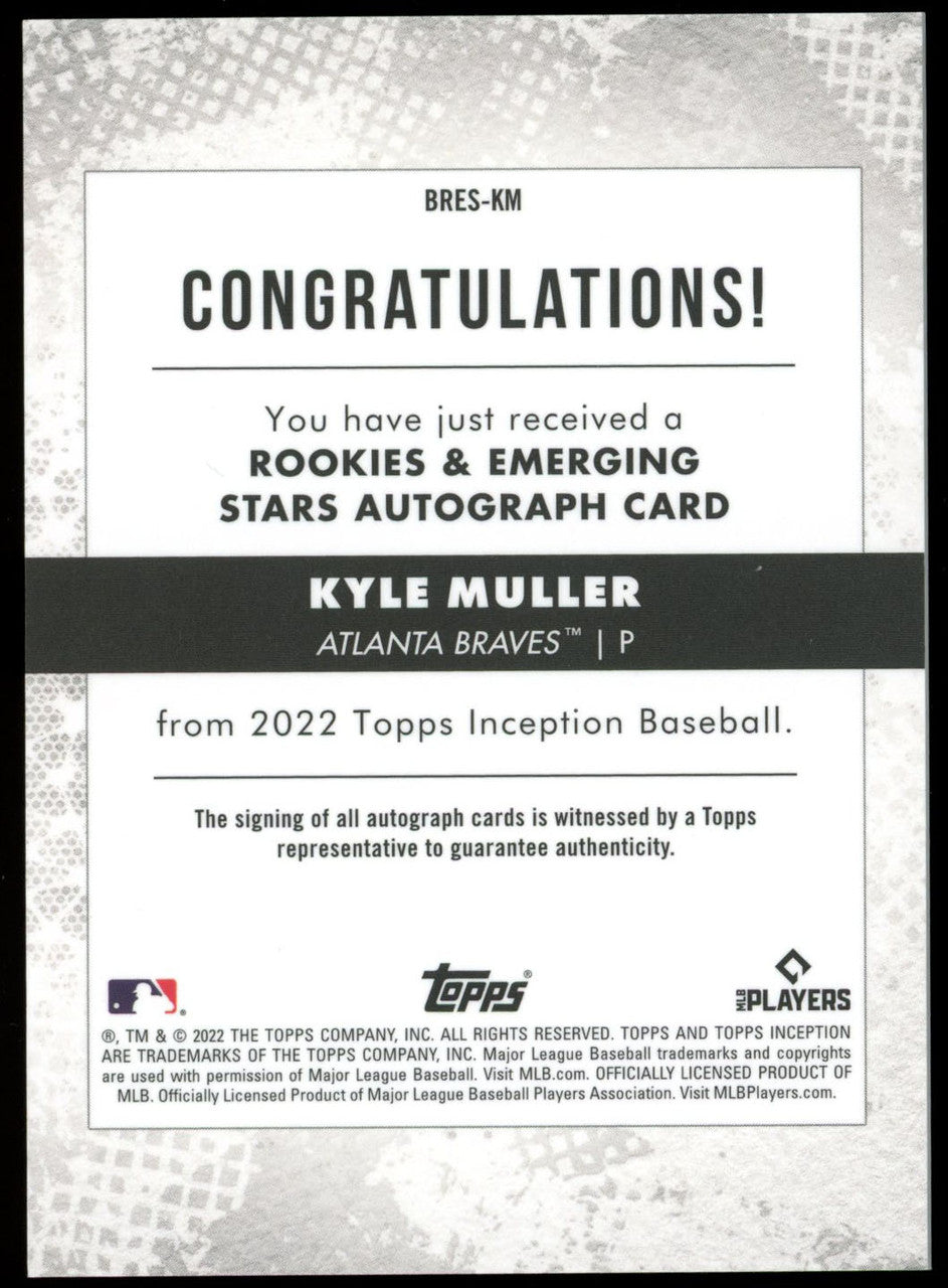 2022 Topps Inception Kyle Muller Aqua Auto RC /75 #BRES-KM