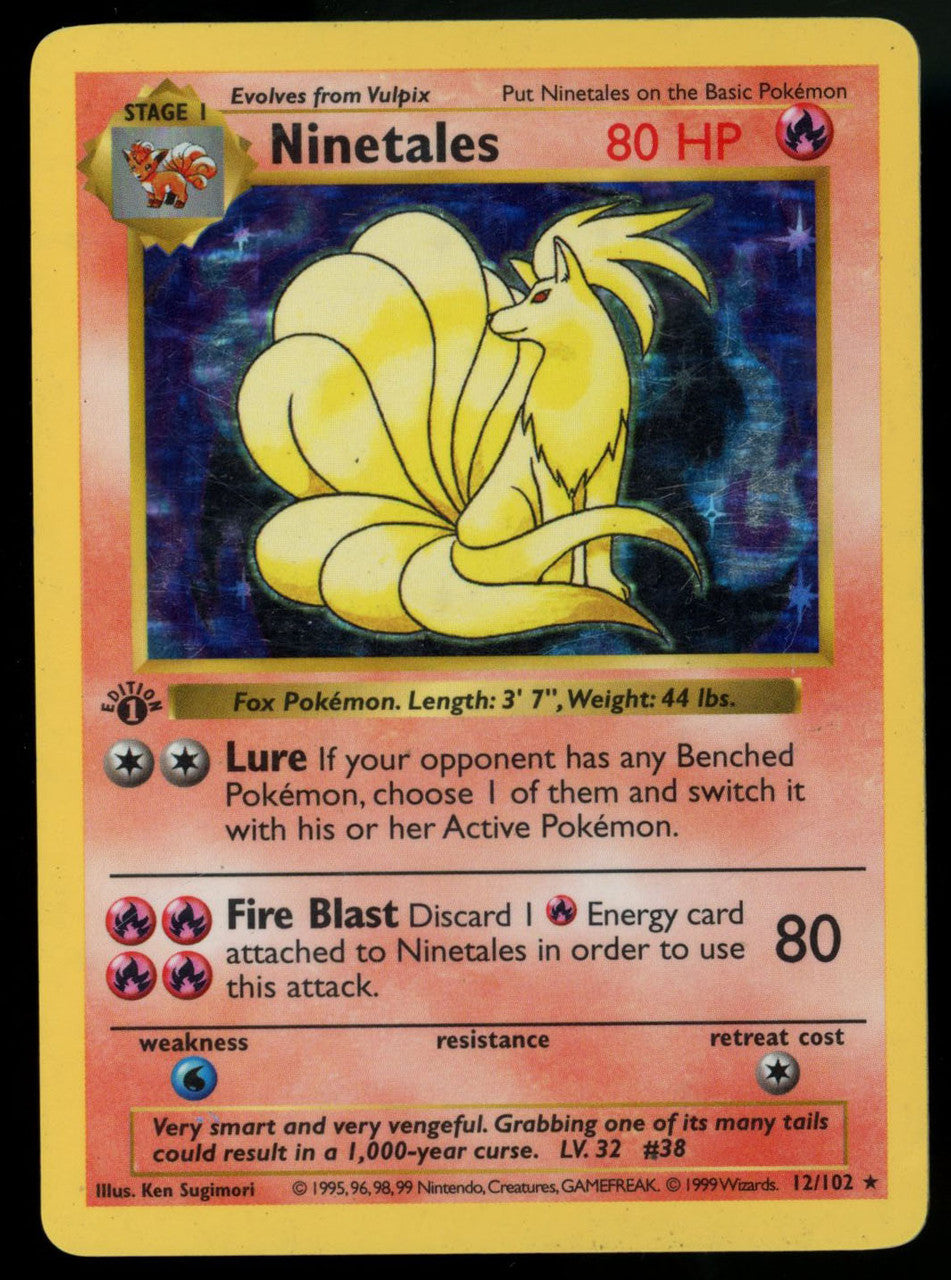 1999 Pokemon Shadowless Ninetales Base Set 1st Edition Holofoil 58/102 MP