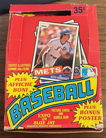 1985 O-Pee-Chee Baseball Wax Box with 22 Sealed Packs