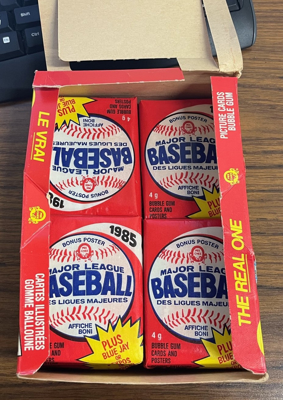 1985 O-Pee-Chee Baseball Wax Box with 22 Sealed Packs