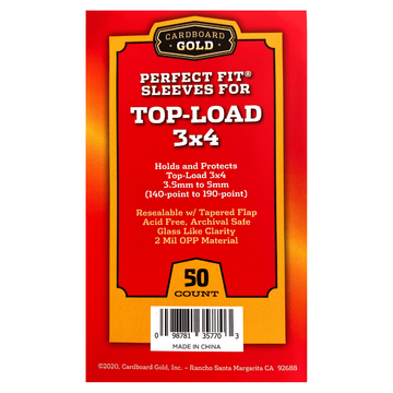Cardboard Gold Perfect Fit Sleeves for Top-Load 3X4 50 Count