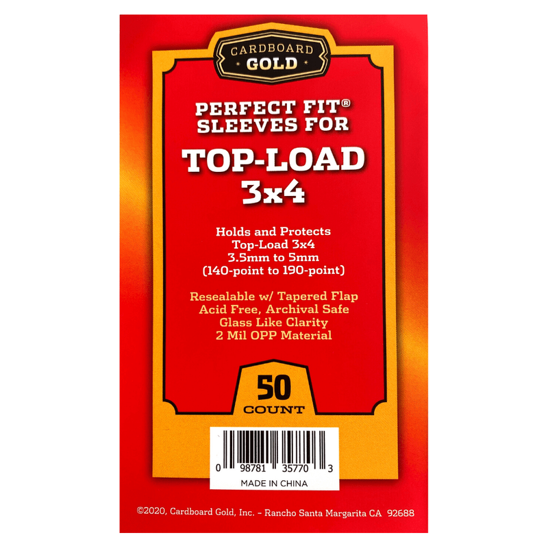 Cardboard Gold Perfect Fit Sleeves for Top-Load 3X4 50 Count