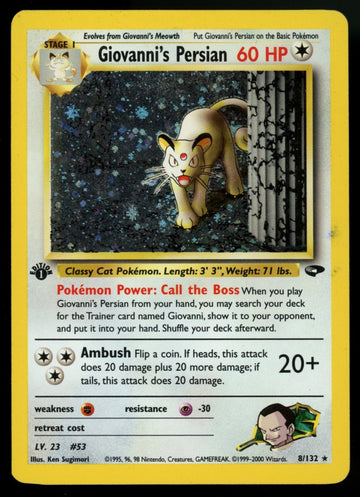 Pokemon Giovanni's Persian 1st Edition Gym Challenge 1st Edition Holo #8/132 LP-MP