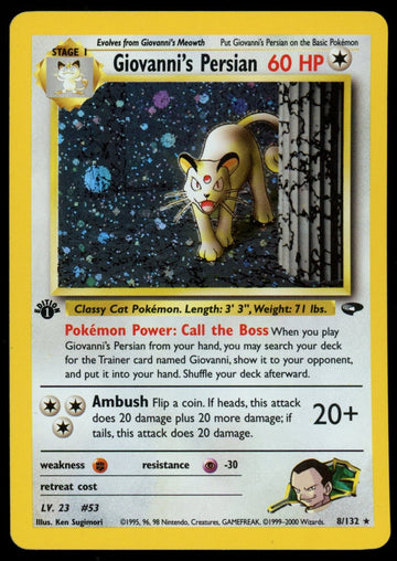 Pokemon Giovanni's Persian 1st Edition Gym Challenge Holo #8/132