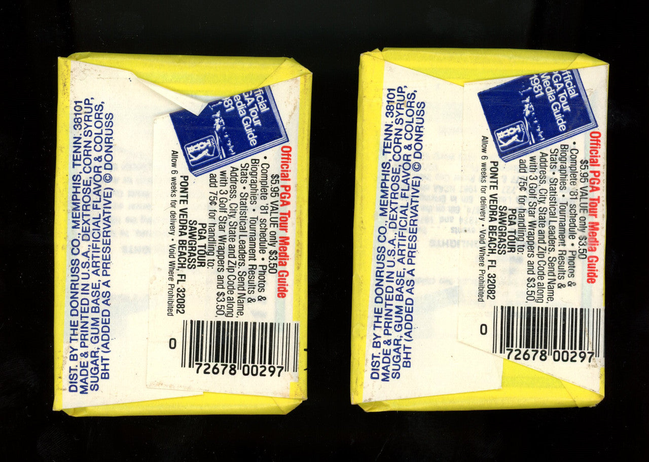 1981 Donruss Golf PGA Sealed Wax Pack Lot of 2 Packs