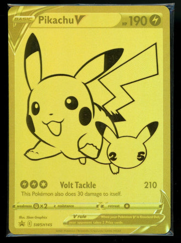 Pokemon Pikachu V Gold Celebrations Full Art Black Star Promo  #SWSH145 Sealed