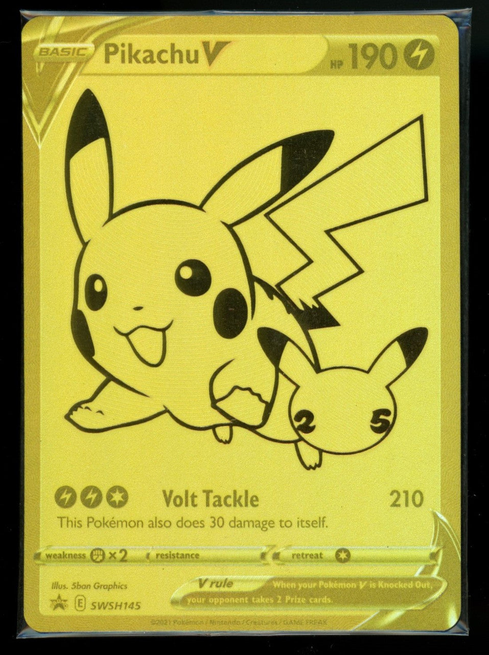 Pokemon Pikachu V Gold Celebrations Full Art Black Star Promo  #SWSH145 Sealed