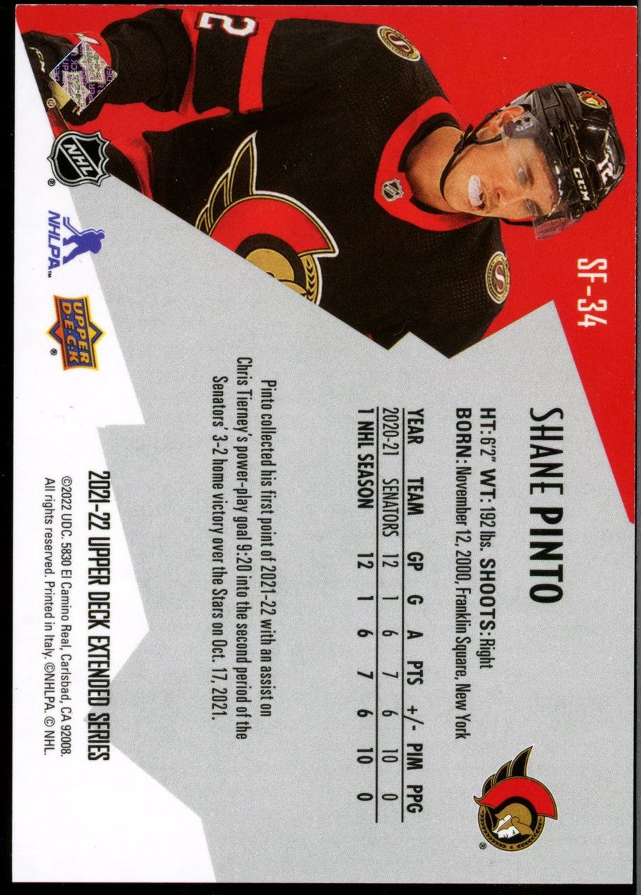 2021/22 Upper Deck Extended Shane Pinto SPx Finite/99
