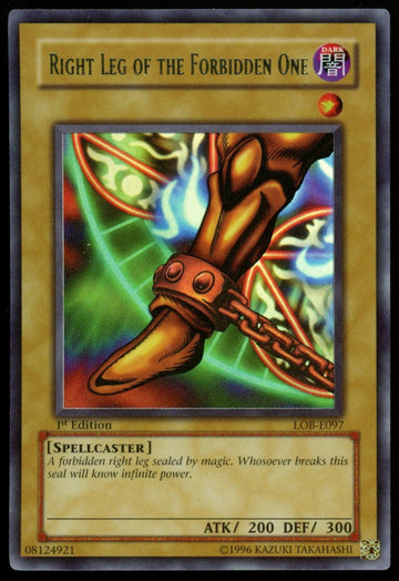 Yugioh Right Leg of the Forbidden One 1st edition #LOB-E097 (European)