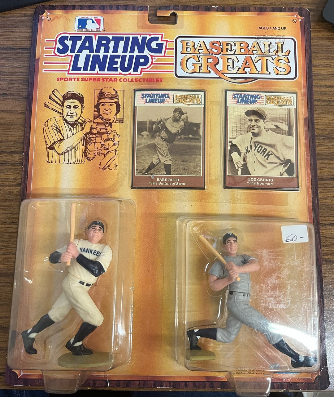 1989 Kenner Starting Lineup Baseball Greats Ruth Gehrig Color Variant Sealed