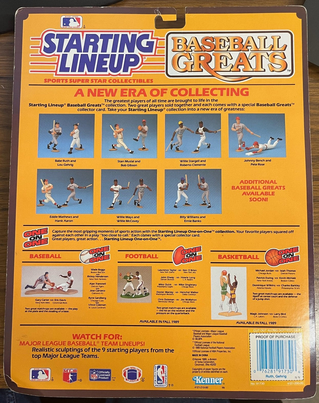 1989 Kenner Starting Lineup Baseball Greats Ruth Gehrig Color Variant Sealed