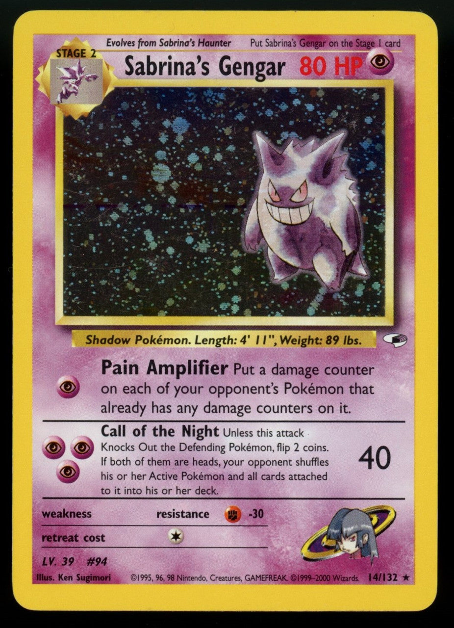 Pokemon Sabrina's Gengar Gym Heroes Unlimited Holo #14/132