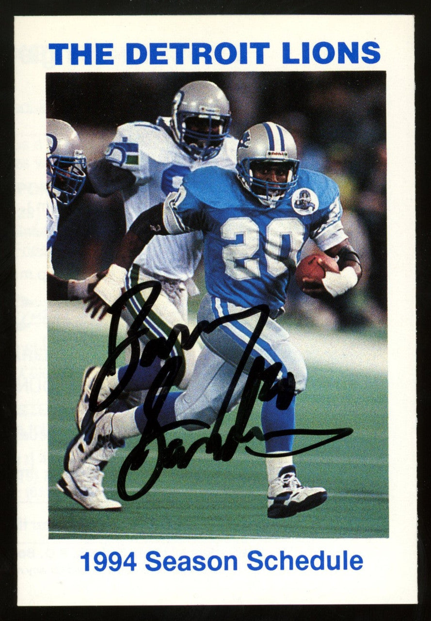 Barry Sanders Signed Autographed 1994 Detroit Lions Schedule JSA