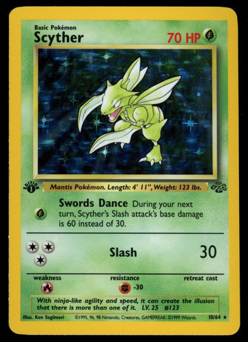 Pokemon Scyther 1st Edition Jungle Holo #10/64 (B)