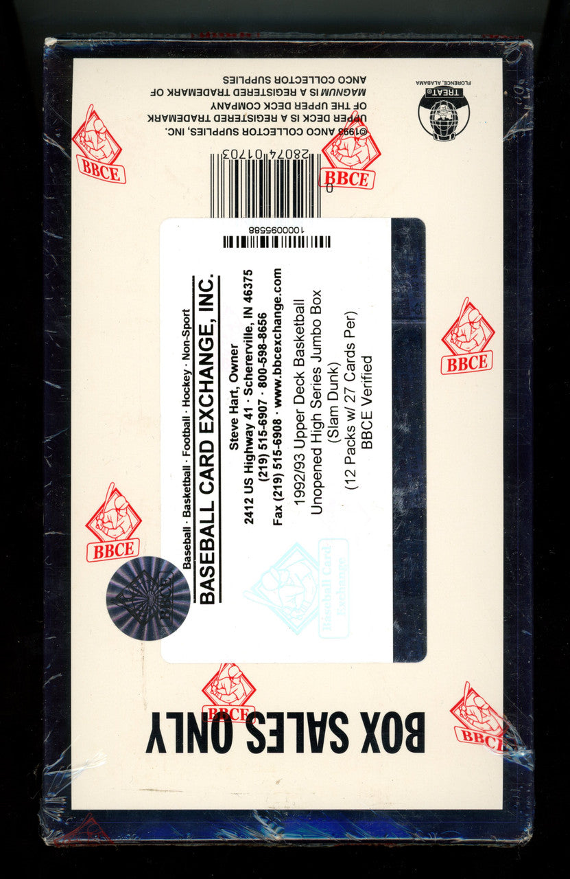 1992/93 Upper Deck High Series Slam Dunk Basketball Box BBCE Wrapped