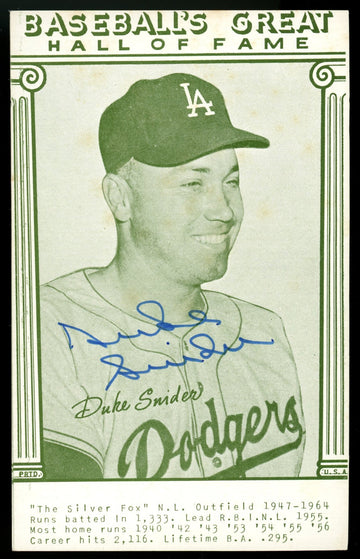 1977 Baseball's Great HOF Exhibit Duke Snider Signed Autographed Card JSA